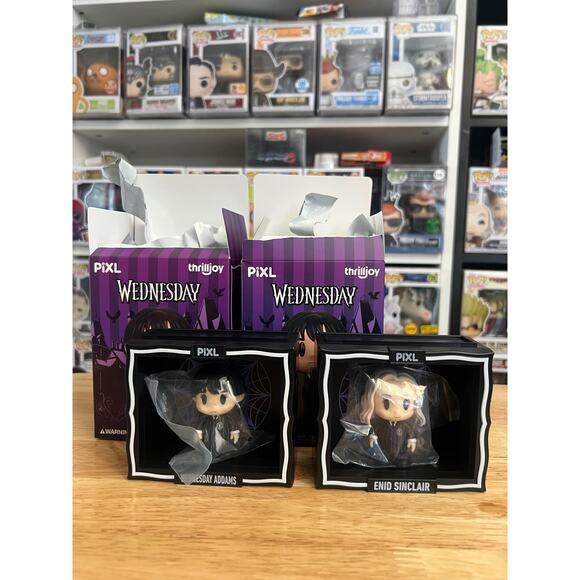 Wednesday Addams & Enid Sinclair Thrilljoy PIXL Vinyl Figures Television Show TV - Picture 1 of 4